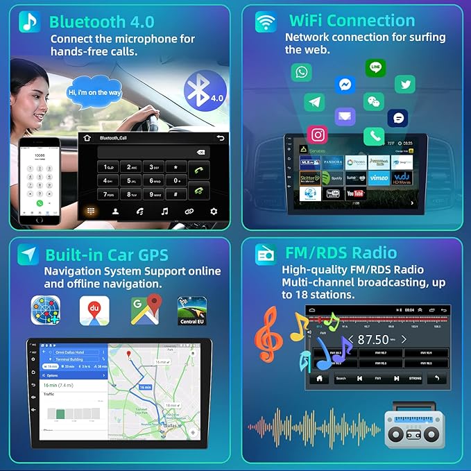 2G+64G Car Stereo for Honda Civic 2006-2011 with Wireless Apple Carplay Android Auto,10.1 Inch Android Touchscreen Car Radio with GPS,Bluetooth,FM/RDS Radio,Mirror Link,HiFi + AHD Backup Camera