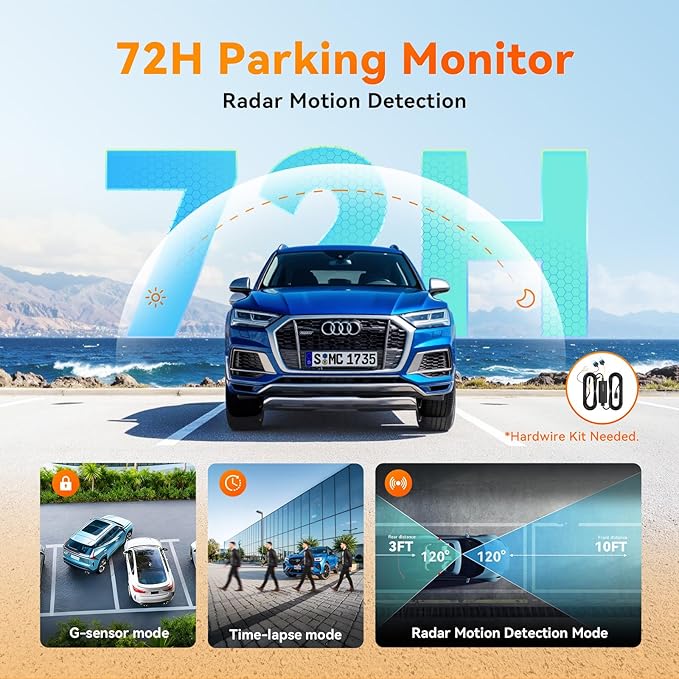 DDPAI 4K Dash Cam Front and Rear, 2160P+1080P Car Dash Camera, GPS 5G WiFi Dashcam for Cars, Free eMMC 32G Dual Storage Support 512G,Radar Motion Detection,Night Vision,72 Hour Parking Mode, N5 Dual