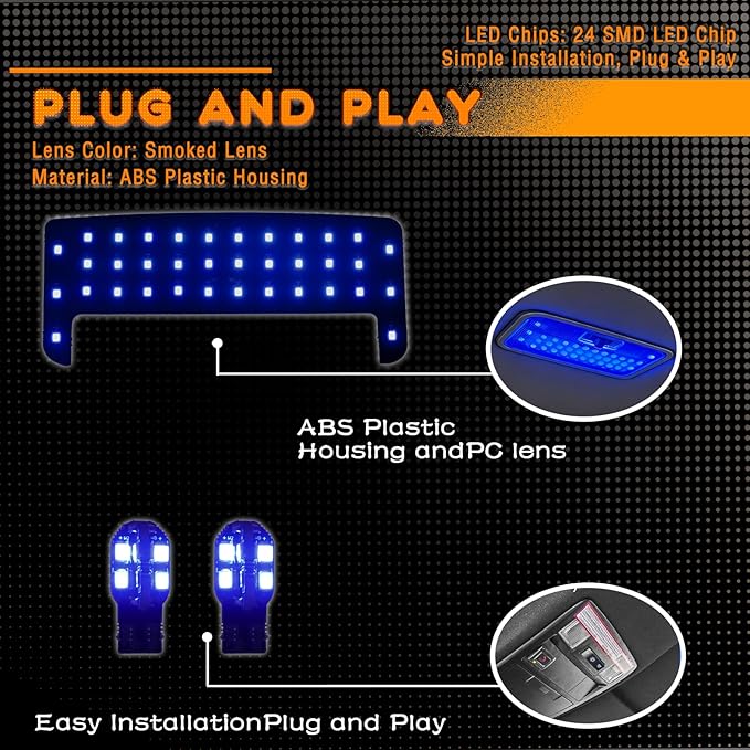 ZDEEROTO Interior LED Light Kit - 6000K Super Bright Blue LED Map/Dome Lights, Adjustable Brightness Bulb Kit for Toyota Tacoma｜for 4Runner｜for FJ Cruiser｜for Rav4｜Prius｜Corolla