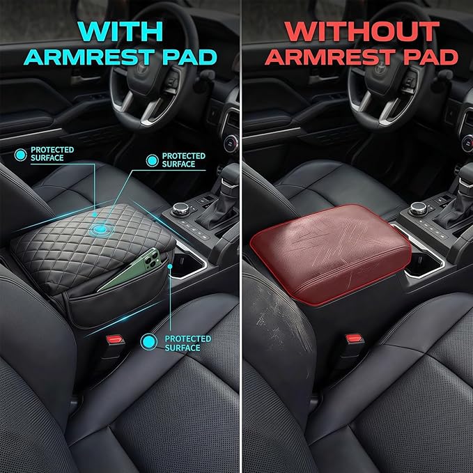 for 2024 2025 Toyota Tacoma Center Console Cover Armrest Cover for Tacoma Accessories 2026 Armrest Cushion Pad Leather Middle Console Lids Cover Seat Box Protector Anti-Scratch