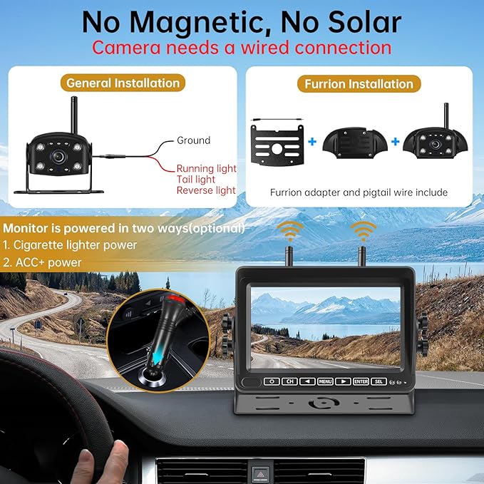 Wireless Backup Camera for RV Truck: 7" 1080P HD Monitor System with Dual Antennas, 350ft Stable Range, IP69K Waterproof, IR Night Vision, 4-Channel DVR Loop Recording for Trailer Camper Pickup