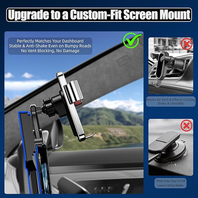 Car Phone Mount for 2021-2024 Chevrolet‌ Suburban/Tahoe & GMC Yukon/Yukon XL, Smart Auto-Clamping on 10.2" Touchscreen, 15W Wireless Fast Charging, Premium Aluminum Holder, Without Blocking Airflow