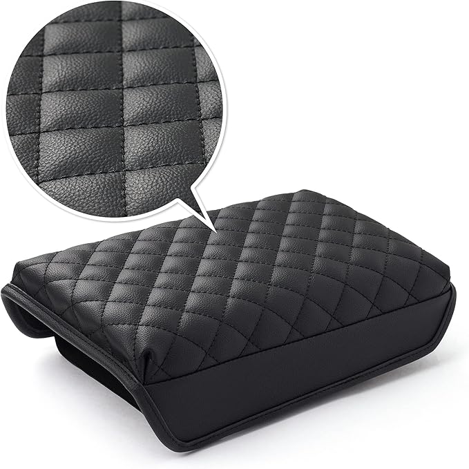 KMMOTORS Model y, Model 3 (2021-2024) Center Console Cover Quilting Black, Armrest Cushion, Console Protector, Vegan Leather (Black)