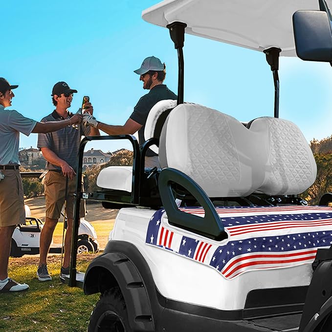 YOKYHOM American Flag Golf Cart Seat Covers for 2/4-Seater, Patriotic USA Seat Towel Blanket Keeps Seats Cool & Clean for Summer, Microfiber Fits EZGO, Club Car, Yamaha, 51"x31"