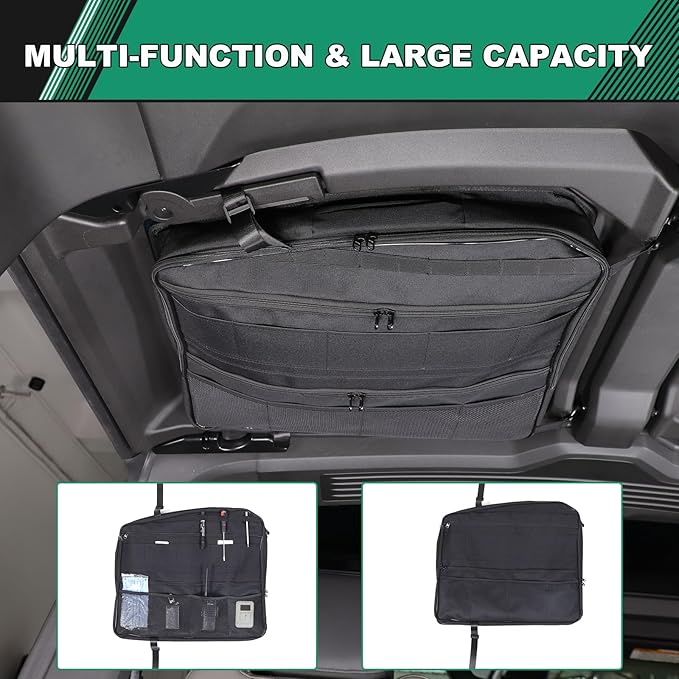 Roof Organizer Bag Storage for Hummer EV Accessories Sunroof Rooftop Panel Waterproof Foldable Heavy Duty Hardtop Cargo Carrier Bag Overhead for Hummer EV SUV Pickup 2022-2025 2026 (Rear Roof-Left)
