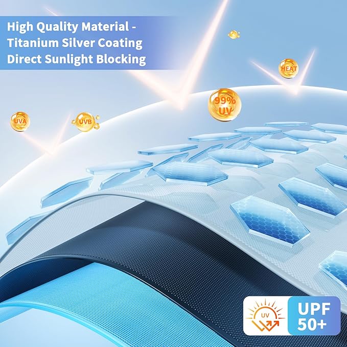 7F Car Sun Shade Umbrella, Protect from Sun Rays and Protect Interior, Sunshade for Car Windshield, Bendable Handle Windshield Cover Sun Shade, [2025 Upgrade] 55" L x 31" W