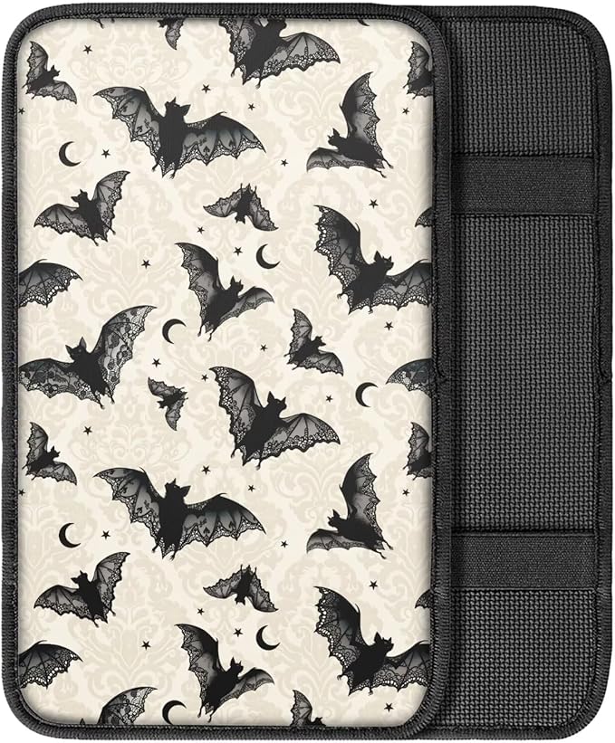Dreaweet Bat Center Console Armrest Pad Cover Halloween Car Accessories Middle Console Cover Anti-Scratch Comfort Car Armrest Storage Box Mat