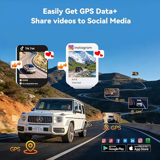 AZDOME 4 Channel Dash Cam 360°View,2K Dash Camera for Cars,Front and Rear Left Right Wireless Car Camera,Find My & APP Control,Built-in GPS 5.8G WiFi,Night Vision,24H Parking Mode,Free 64GB Card