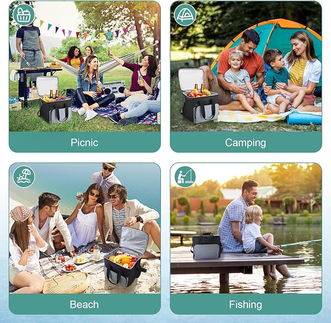 15L Portable Electric Cooler Bag,Car Cooler Watertight Liner Bag, Soft Sided Thermoelectric Travel Cooler with Shoulder Strap, Storage Pocket & DC 12V Plug in for
