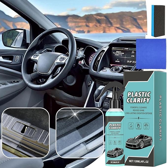 Car Trim Restorer - 120ml Professional Spray Cleaner | Handmade Craft Artistic Detailing Durable Shine & Easy Use Features with Towel and Sponge for Automotive Interior Dashboard