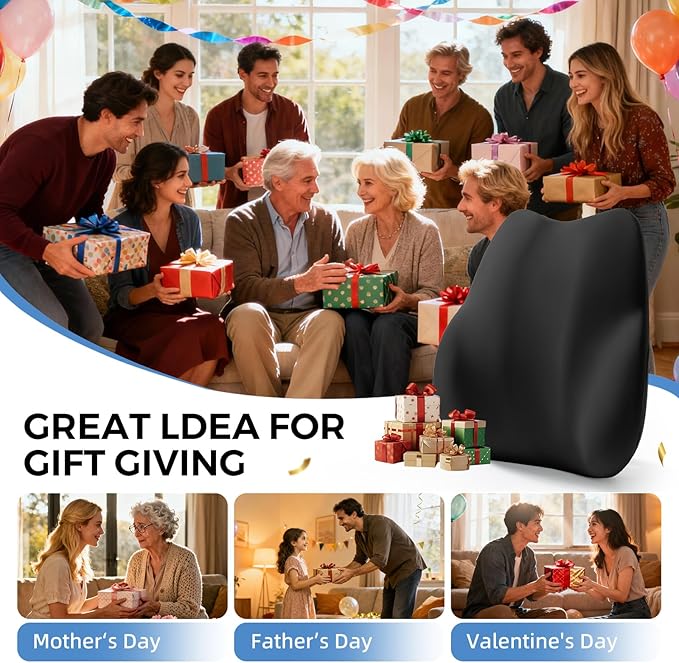 BEBAS Lumbar Support Pillow for Car, Memory Foam Back Cushion for Driving, Ergonomic Lumbar Pillow for Pain Relief, Comfort Lower Back Support for Office Chairs, Car Seat, Wheelchair -Black