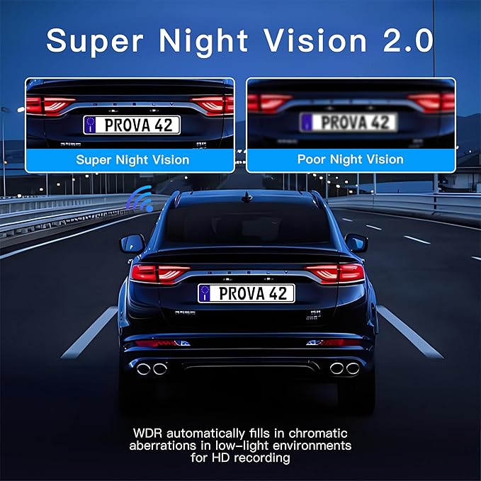 4 Channel Dash Cam 360° View, 2K Front and Rear Inside, Left Right Dash Camera for Cars, 8 IR Lamps Night Vision, 5G WiFi & APP Control, G-Sensor, Parking Mode, with a Free 64GB SD Card