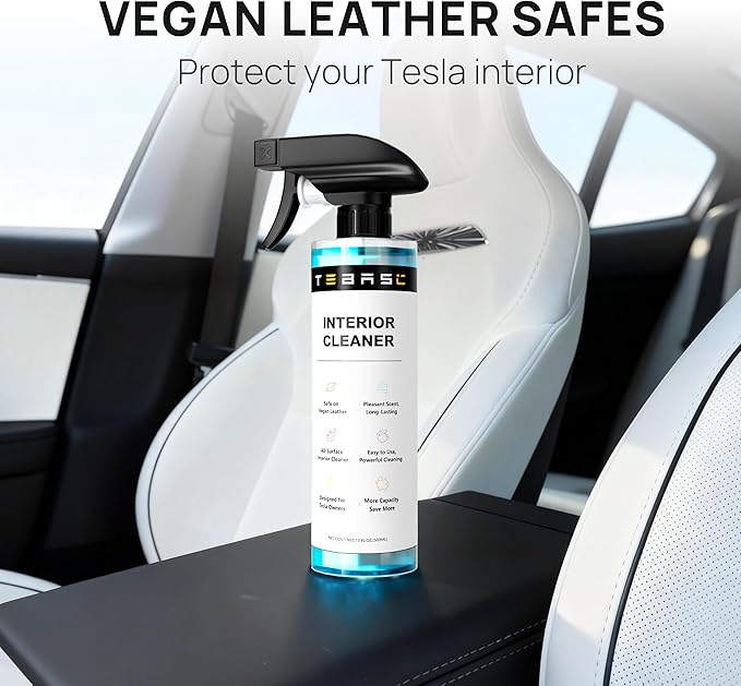 Tesla Interior Cleaner & Seat Stain Remover - Safe for White Vegan Leather - Car Detailing Kit for Model 3 Y S X Cybertruck - Cleans Dashboard, Console, Door & Upholstery Accessories