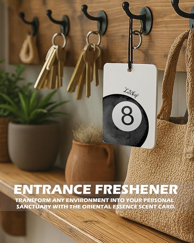 Girly Coquette Black Bow Cologne Car Air Freshener 4 Pcs, Retro Trendy Lucky 8 Ball Lip Hanging Air Freshener for Cars Bathroom Dorm Books Decor, Vintage Cute Accessories Gifts for Women Girls