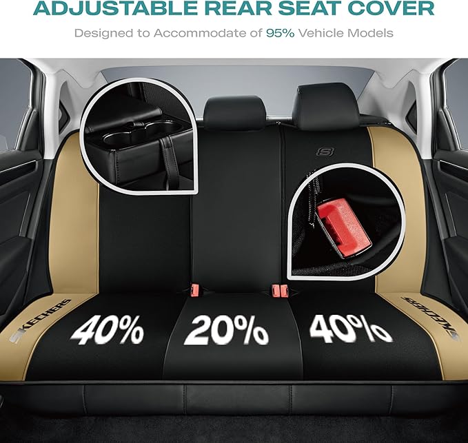 Skechers Car Seat Covers,GOGA Mat Oxford Cloth Seat Covers,Waterproof Car Seat Covers Full Sets,Automotive Universal Fit Seat Cover for Most Cars, Suvs, Trucks,Beige