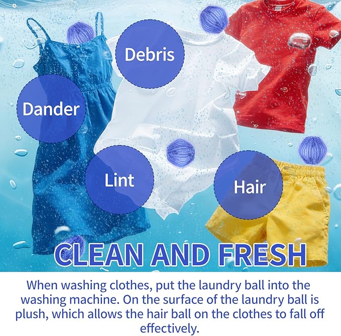Pet Hair Remover for Laundry(24 PCS) - Washing Machine Hair Collector & Pet Hair Removal Tool, Cat Dog Hair Collector for Washer, Reusable Lint Trap for Front Load & Top Load Washers (Blue) (24)