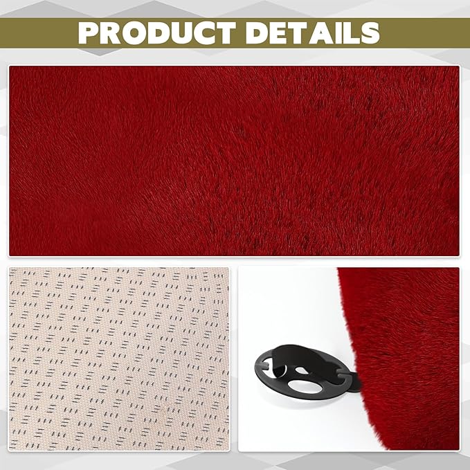 wuyaoyao Sheepskin Car Seat Cushion, Soft Comfort Fur Wool Car Seat Covers, Winter Warm Auto Front Seat Cushion Pad, Fuzzy Seat Bottom Protector Universal for Vehicle Office Chair (Wine Red)