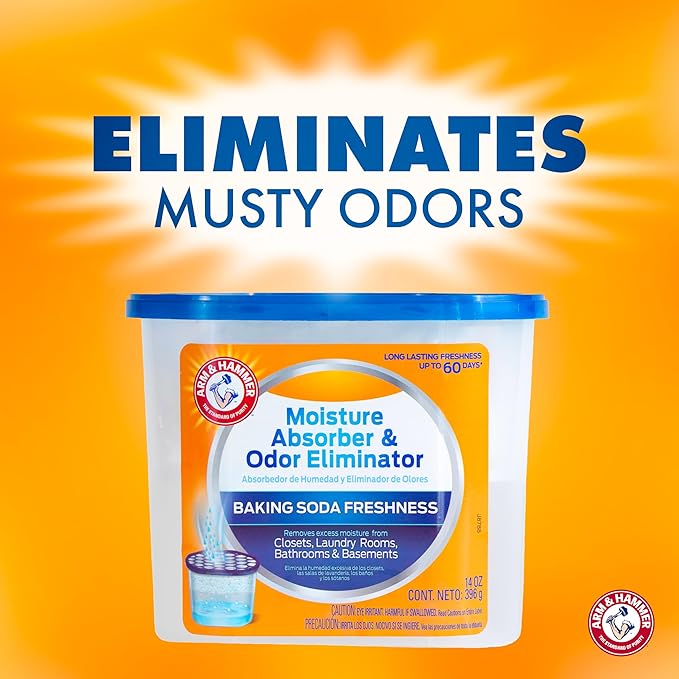 Arm & Hammer Fragrance Free Refillable Moisture Absorber and Odor Eliminator 14 oz. Tub