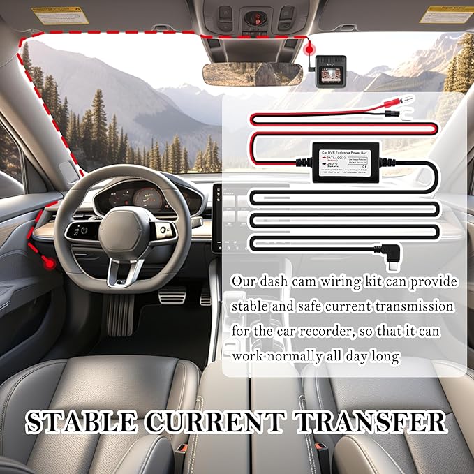 9.68Ft Type C Dash Cam Hardwire Kit 12-30V to 5V,Hardwire Kit for Dash Camera Includes 5A Blade Fuse/Fuse Tap/Power Cable/Tool,Dashcam Hardwires Kits USB C with Low Voltage Protection