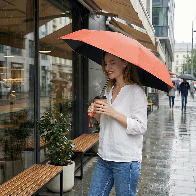 BAODINI Small UV Protection Travel Umbrella Compact for Rain and Sun UPF 50+ Windproof Portable 42 inch Umbrella for Women and Men