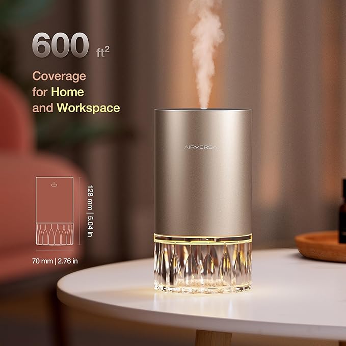 Airversa Waterless Essential Oil Diffuser Starter Kit with 2x30mL Hotel Scent Fragrance Oil for Home Room Desk Car, Battery Operated Scent Air Freshener Diffuser, 100mL Capacity, RD1 Kit Black