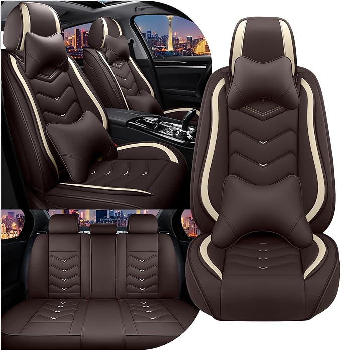 CTDS Car Seat Covers for Honda Civic 2000-2026, Stylish Sport Seat Cover, Premium Nappa Leather Car Seat Cover. Automobile Seat Covers Sets.(Luxury 5 Seats/Coffee Color)