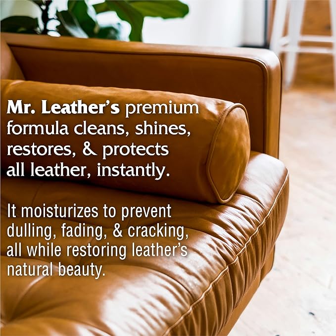 Mr. Leather Cleaner and Conditioner (8 oz) - Restores & Protects All Leather with Natural Oils - Hydrating and Water-Repelling Cream for Couches, Car Interior, Shoes, and Bags