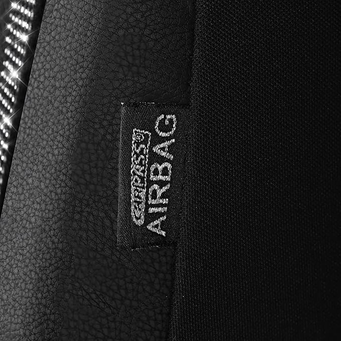 CAR PASS Memory Foam Mesh Bling Diamond Car Seat Cover 2 Front Seat Breathable Soft Sponge Universal Shining Glitter Sparkly Crystal Fit Armrest Automotive Truck SUV Cute Women Girl, Silver Rhinestone
