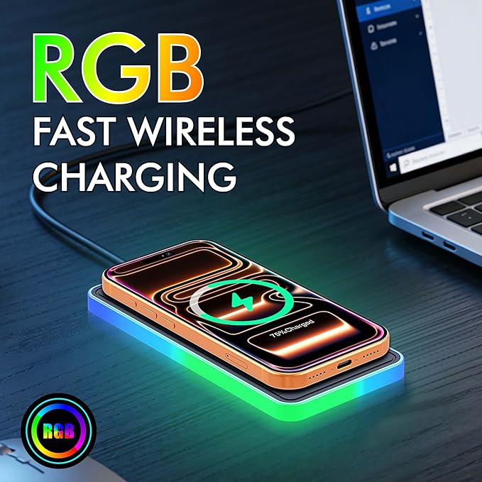 Magnetic Wireless Car Charger Pad, LANSEMKU RGB 15W Wireless Car Charging Pad for Magsafe Wireless Charger for Car iPhone17 16 15 14 13 12 11 Pro Max