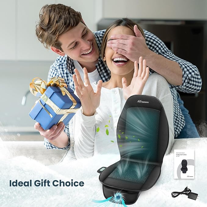 Snailax Car Seat Cooling Pad, Car Seat Cooler, Ventilated AC Seat Covers for Cars, Universal Fit Cool Car Seat, USB Cable Included