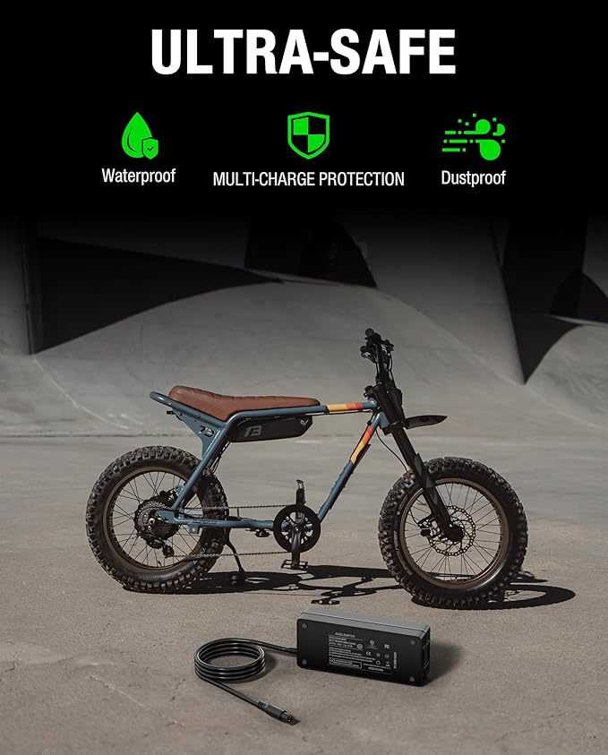 UL Listed 54.6V 3A Fast Battery Charger Compatible with Super 73 Ebikes - Waterproof 110V Power Adapter with 3-Pin Connector for Z/S/R-Series, Z Adventure, S2, RX and More eBikes Lithium Battery