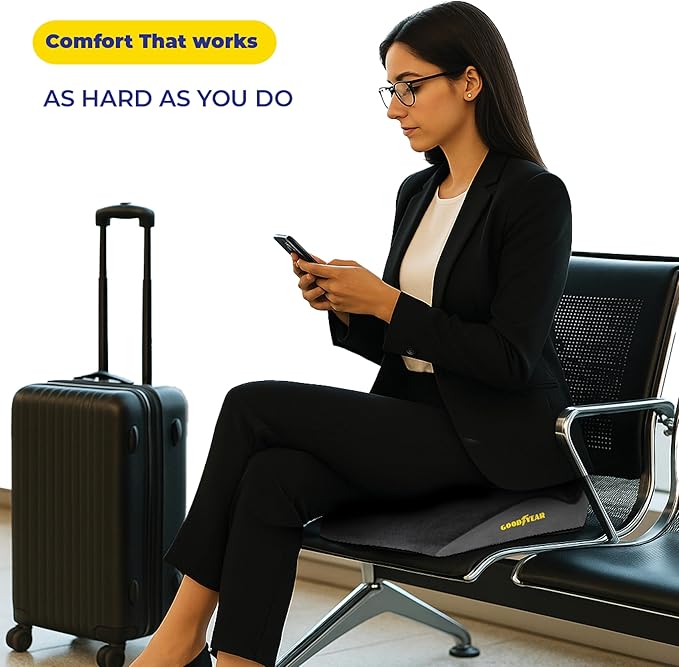 Goodyear Car Seat Cushion Curved Pillow - Seat Cushions for Office Chairs, Car Seat Back Support Pillow Tailbone Pain Relief Cushion