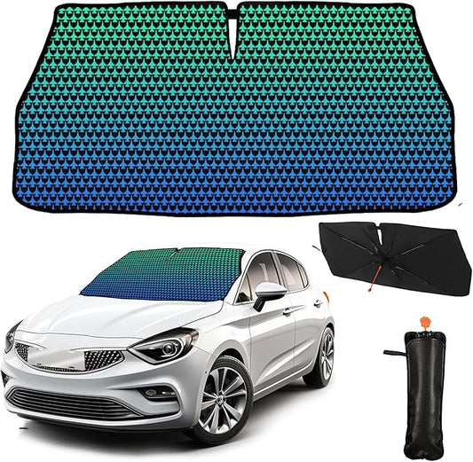 CHILL·TEK Funny Car Windshield Sun Shade Umbrella, American Plane Car Sun Shade Umbrella, Block UV Rays Heat Foldable Windshield Umbrella Sun Visor Protector - Keep Vehicle Cool for Cars SUV