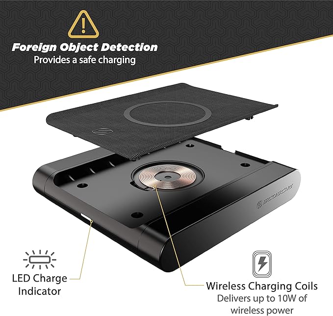 Scosche BLKIT5-SP0 BaseLynx Qi-Certified Modular Customizable Wireless Charging Station Compatible with All Qi, Power Delivery 3.0, Standard USB-C & USB-A Devices