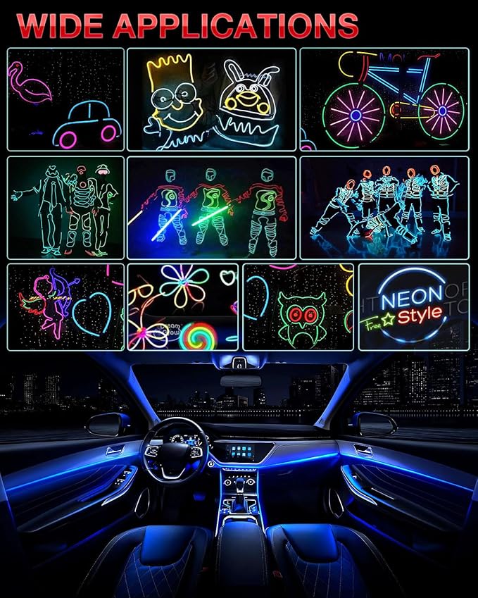 Qoope Interior Car LED Strip Lights 12V RGB LED Ambient Lighting, USB Fiber Optic Lights 5M 16 FT Interior Car Lights with for Decorative Accessories