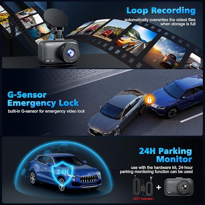 Dash Cam Front and Rear, 4K Dual Dash Cam with CPL Filter, Dash Camera for Cars-5GHz WiFi, 3" IPS Screen Dashcams for Cars with 64GB Card, App Control, Night Vision, Parking Monitor, Support 256GB Max