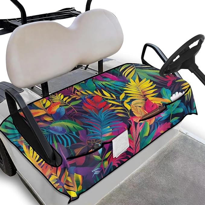 Biyejit Golf Cart Seat Covers with 4 Pockets Golf Cart Seat Towel Blanket Fits 2-Seat Golf Carts, Golf Cart Accessories