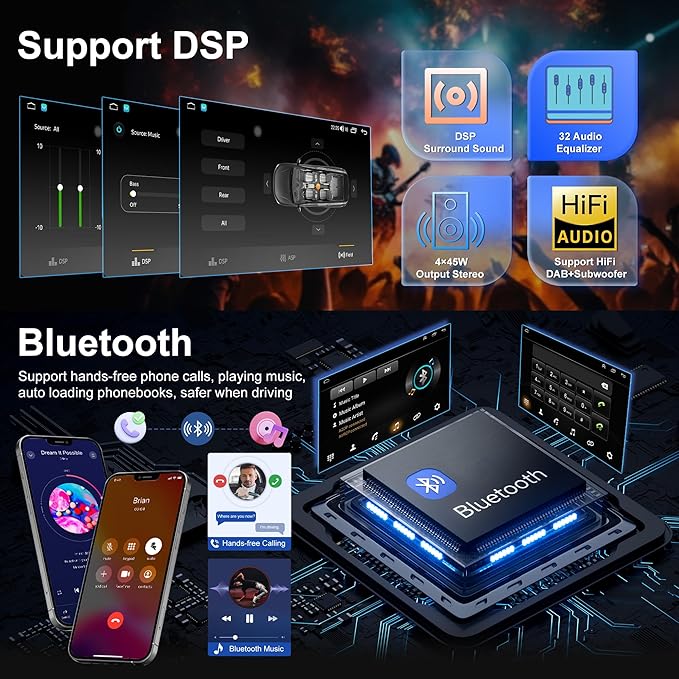 4+64G Car Stereo Radio for Ford Escape 2013-2019, 9" Touchscreen Android 15 Car Radio Stereo Head Unit with Wireless CarPlay Android Auto GPS Navi SWC WiFi Bluetooth Voice Assistant FM Camera Mic