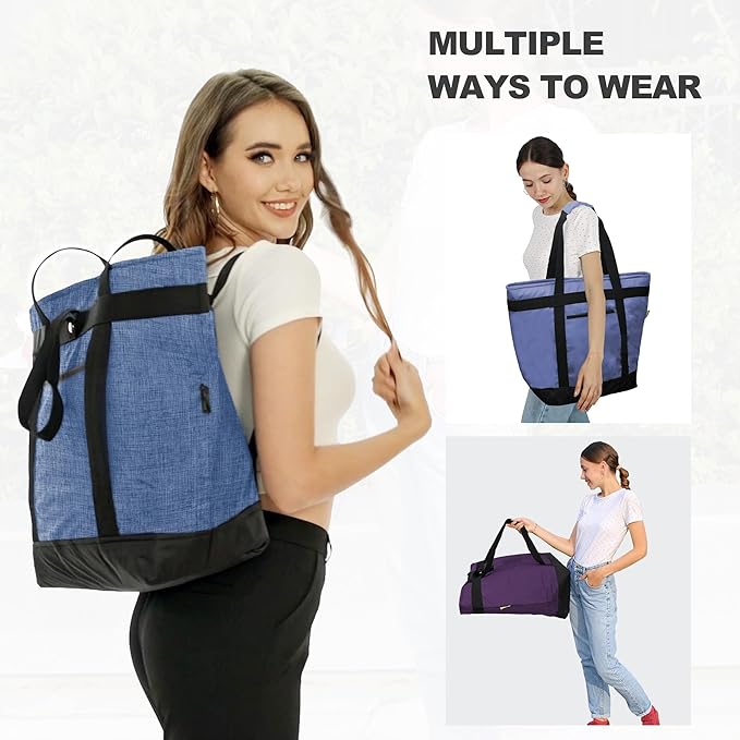 BeeGreen Insulated Cooler Bag with Handles Oversized Sturdy Leakproof Freezer Shopping Tote for Groceries Heavy Duty Thermal Food Delivery Bag Vintage Blue