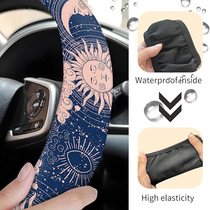 Car Steering Wheel Cover, Universal 15 Inch Neoprene Non-Slip Steering Wheel Covers, Funny Car Accessories for Women Men Fit Auto, Suvs, Truck Cute Blue Magic Universe