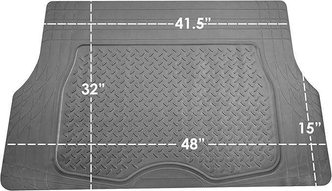 FH Group 3 Row Climaproof™ Trimmable Non-Slip Vinyl Floor Mats with Cargo Liner- Universal Fit for Cars Trucks and SUVs (Black) F11306-F16401