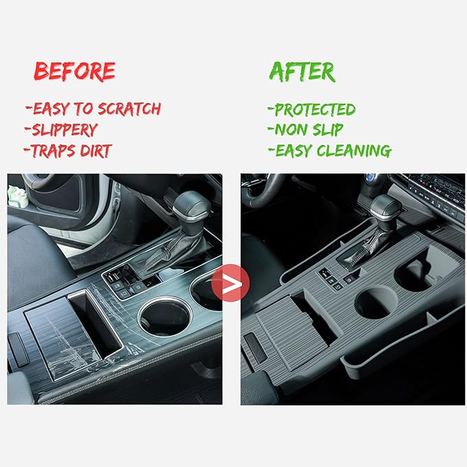 Central Control Gear Shift Panel Cover for Toyota Sienna 2025 2024 2023 2022 2021, Soft Silicone Console Pad with Built-in Cup Holder Insert