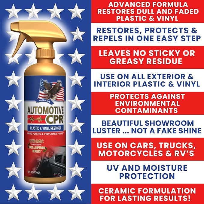 Plastic & Vinyl Restorer 16oz – Advanced Restoration for Dashboards, Door Panels, and Trim – Provides a Deep Luster to Any Color Plastic or Vinyl