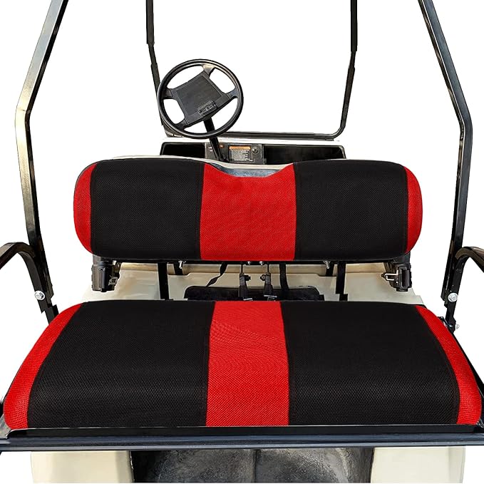 Golf Cart Front and Back Seat Covers for Club Car Precedent 4 Passenger Models,Breathable Washable Polyester Mesh Seat Cover Red