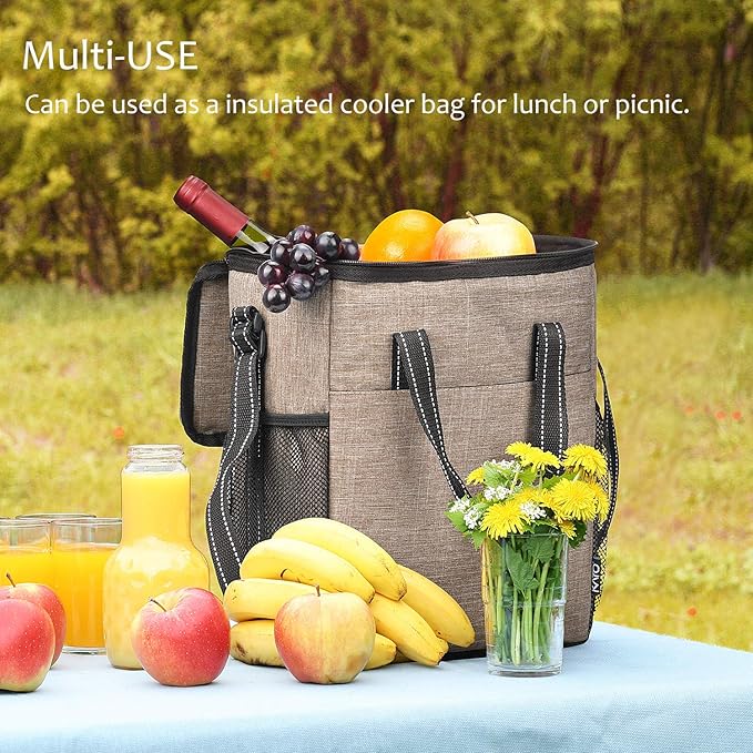 Tirrinia 6 Bottle Wine Gift carrier, Insulated Leakproof Padded Wine Cooler Carrying Tote Bag for Travel, Camping and Picnic, Perfect Wine Lover Gift, Beige
