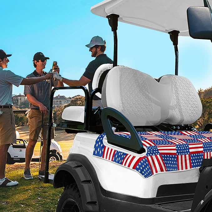 YOKYHOM American Flag Golf Cart Seat Covers for 2/4-Seater, Patriotic USA Seat Towel Blanket Keeps Seats Cool & Clean for Summer, Microfiber Fits EZGO, Club Car, Yamaha, 51"x31"