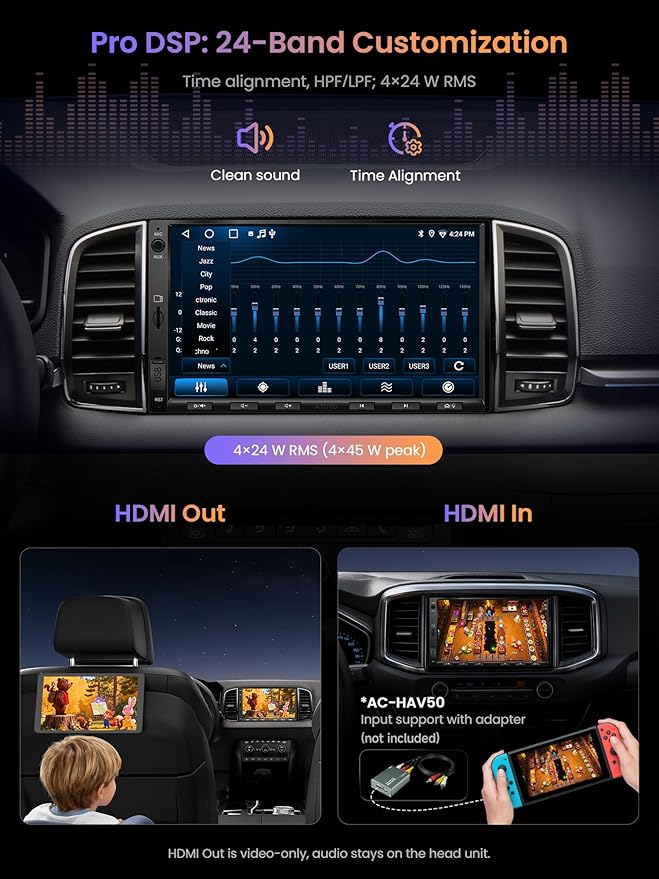 A5L 7'' Android Double DIN Car Stereo with 1080P Front Dash Cam, DriveChat AI, Wireless CarPlay & Android Auto, DSP 24-Band EQ, HDMI Out, Fast Boot, WiFi/BT/USB Tethering, GPS Track