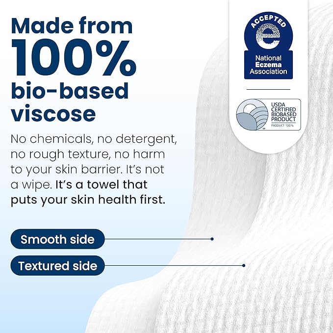 Clean Skin Club Clean Towels XL®, Travel Pack 100% USDA Biobased Disposable Face Towel, Eczema Association Accepted,Dry Wipes, TSA-Approved Travel Essential, 3 Packs, 30 ct Total