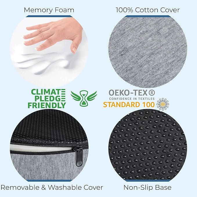 5 STARS UNITED Donut Pillow Hemorrhoid Tailbone Cushion – Large Floor Cushion for Pain Relief – Coccyx, Prostate, Sciatica, Pelvic Floor, Pressure Sores, Pregnancy, Postpartum Recovery, Gray