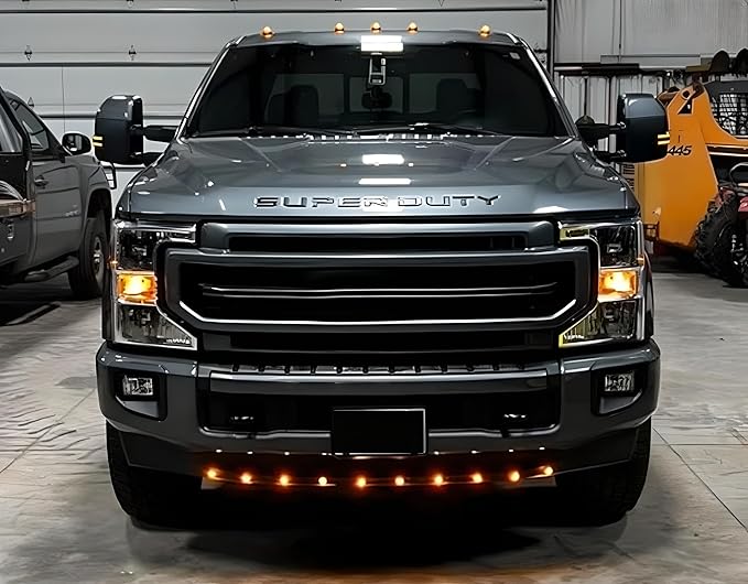 iJDMTOY 20pc Set Amber Yellow LED Front Bumper Valance Accent Running Light Kit/LED Air Dam Light Kit, Compatible with Dodge/Chevy/GMC HD, Ford Super Duty Trucks or Semi Trucks